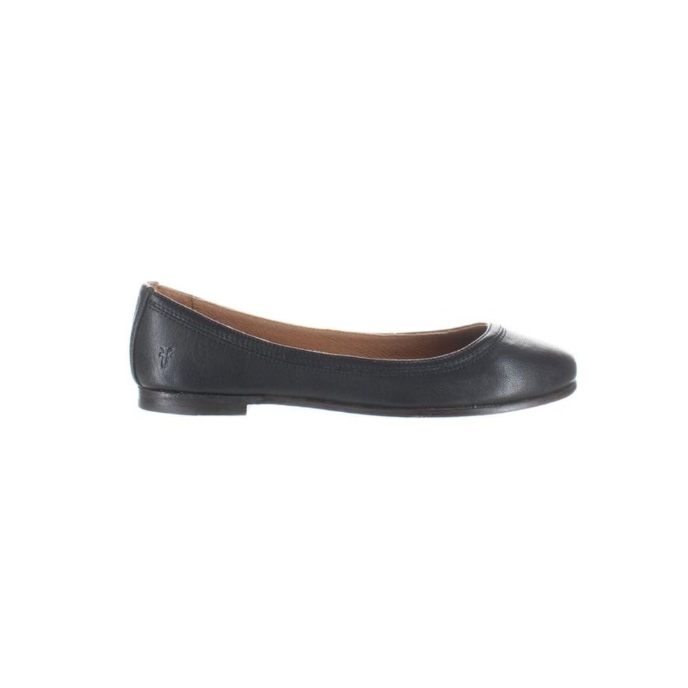 Frye Black Leather Round-Toe Ballet Flats